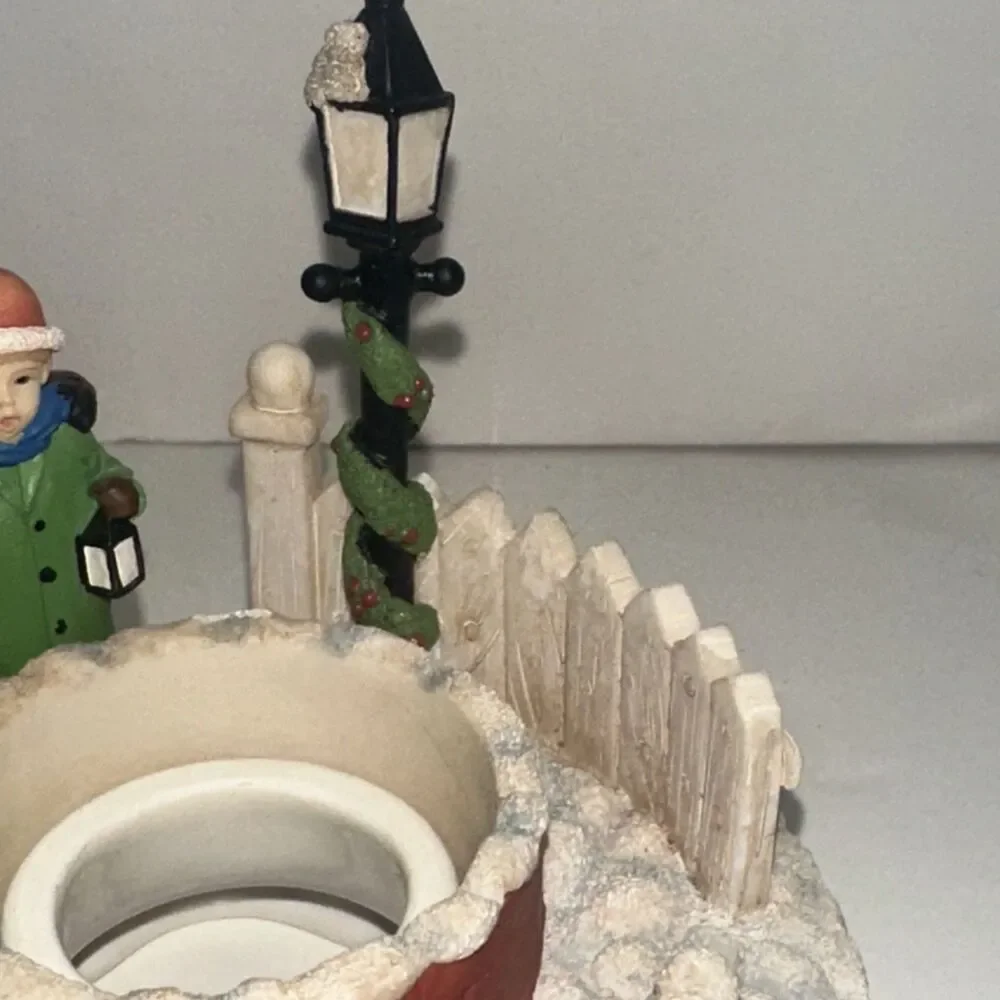 Our America Jar Candle Topper Capper Christmas Carolers Dog Yankee Candle Winter